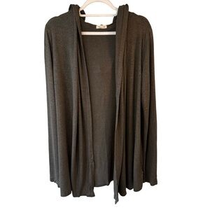 Silence + Noise Hooded Open Cardigan - Dark Olive Green Size M Boho Casual